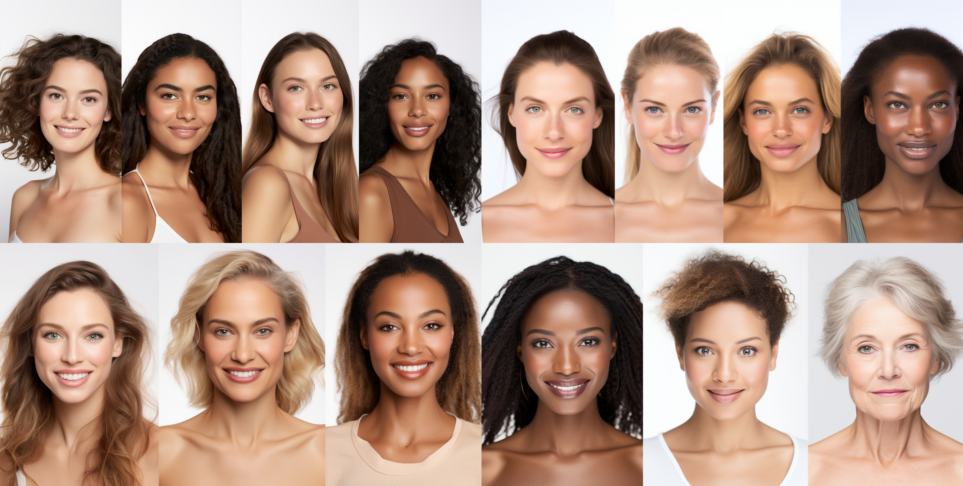 a photo shows different women series of portraits with effects of sculptra treatment on their faces