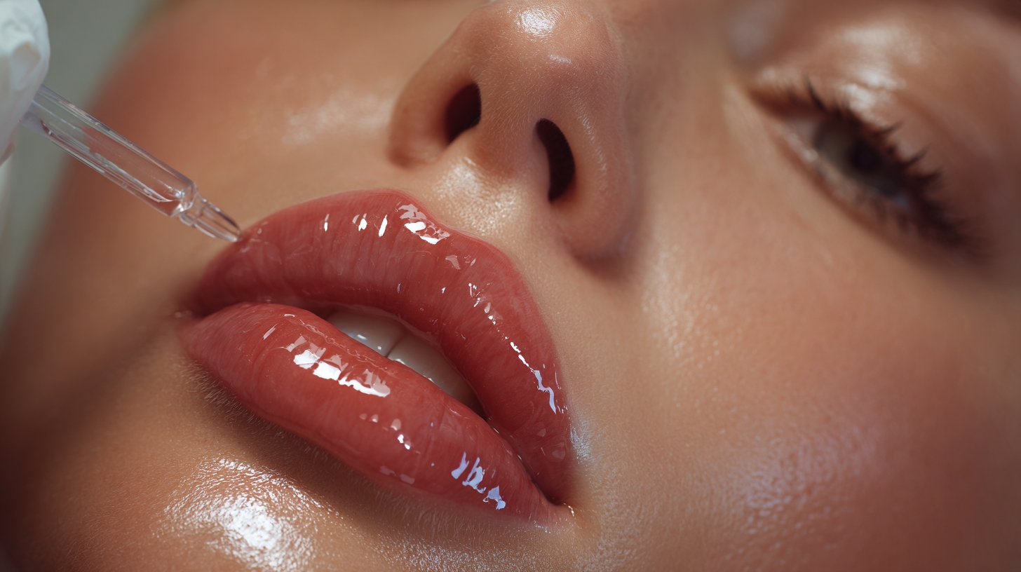 the procedure of lip glossing and lip filler
